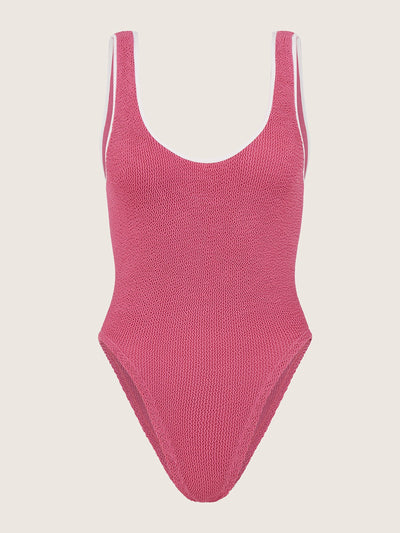 Hunza G Candy pink and white Faye swimsuit at Collagerie