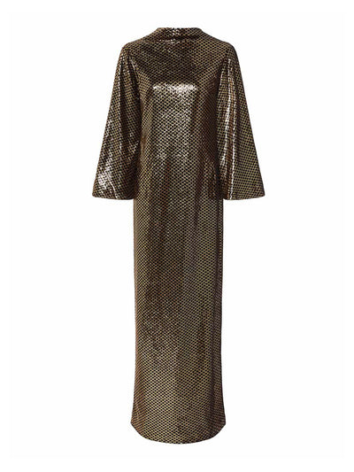 Borgo De Nor Gold and black Finley sequin maxi dress at Collagerie