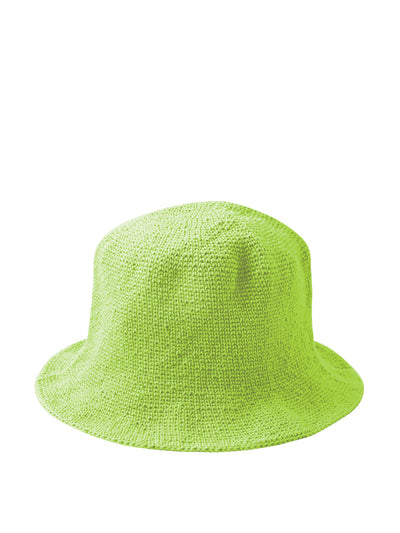 BrunnaCo Florette crochet bucket hat in lime green at Collagerie