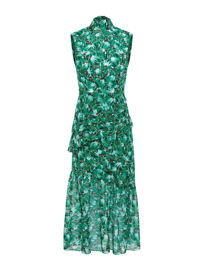 Saloni Padma emerald Fleur ruffle dress at Collagerie