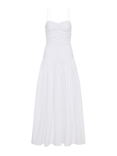 Matteau White gathered drop waist dress at Collagerie
