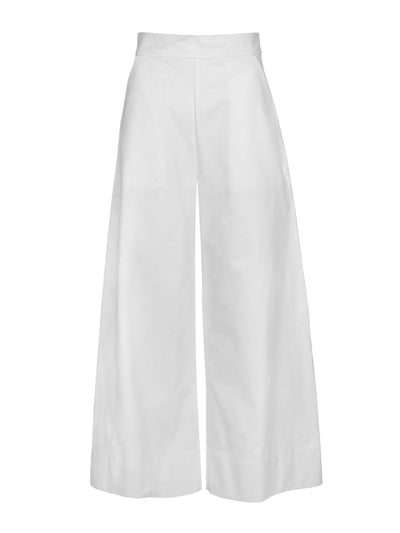 Mondo Corsini Greta white cotton drill trousers at Collagerie
