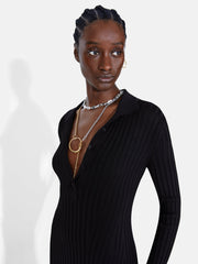Black rib knit Rhea lounge henley dress
