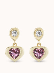 Pink tourmaline Gemma heart dangles Earrings Marlo Laz    - Collagerie