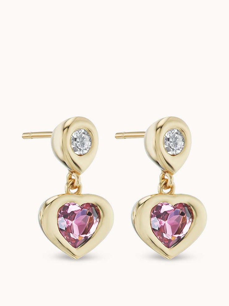 Pink tourmaline Gemma heart dangles Earrings Marlo Laz    - Collagerie