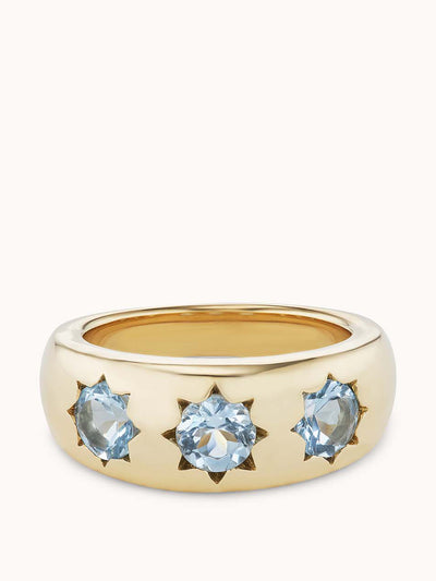 Marlo Laz Gemma starburst ring aqua at Collagerie