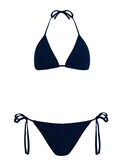 Hunza G Navy and silver Gina lurex bikini at Collagerie