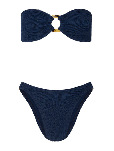 Hunza G Navy Gloria bikini with tonal hoops at Collagerie