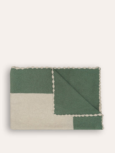 Birdie Fortescue Green bordered knitted throw at Collagerie