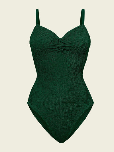 Hunza G Metallic forest green post mastectomy swimsuit at Collagerie