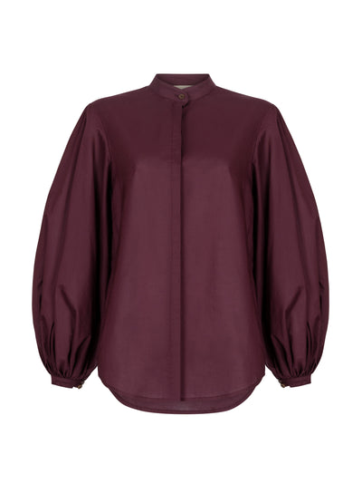 Mondo Corsini Bordeaux Maia poplin blouse at Collagerie