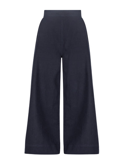 Mondo Corsini Dark navy Greta drill trousers at Collagerie