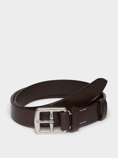 J&M Davidson Harness buckle belt, brown and silver at Collagerie