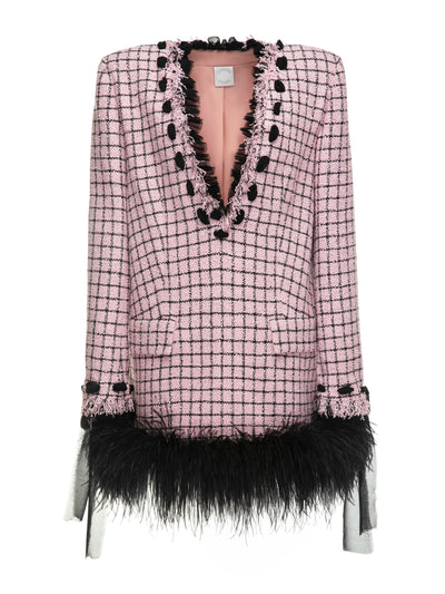Huishan Zhang Pink and black tweed Cyril dress at Collagerie