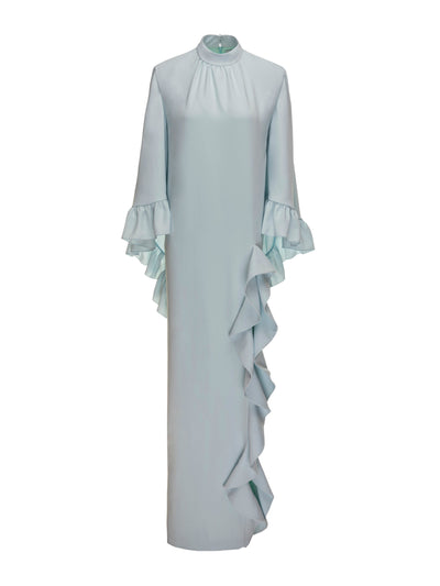 Huishan Zhang Glacier blue crepe jersey Calla gown at Collagerie