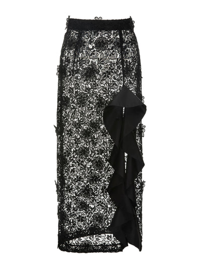 Huishan Zhang Lined black lace Diane skirt at Collagerie