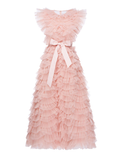 Huishan Zhang Annalise gown peach tulle at Collagerie