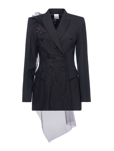 Huishan Zhang Atlas jacket black embellished tailoring at Collagerie