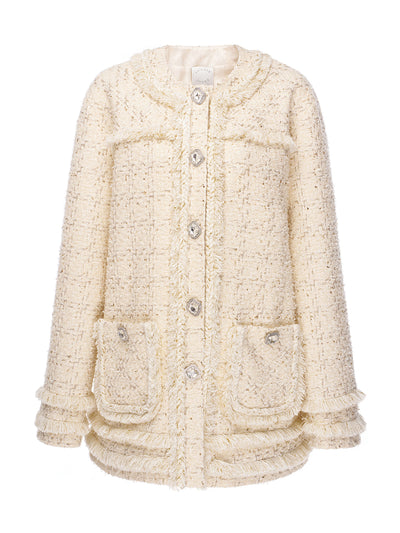 Huishan Zhang Jacob jacket ivory tweed at Collagerie