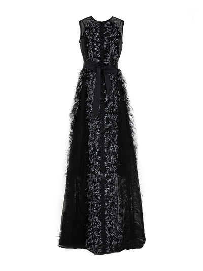 Huishan Zhang Beau black organza gown at Collagerie