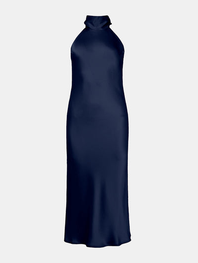 Galvan Midnight satin cropped Sienna dress at Collagerie