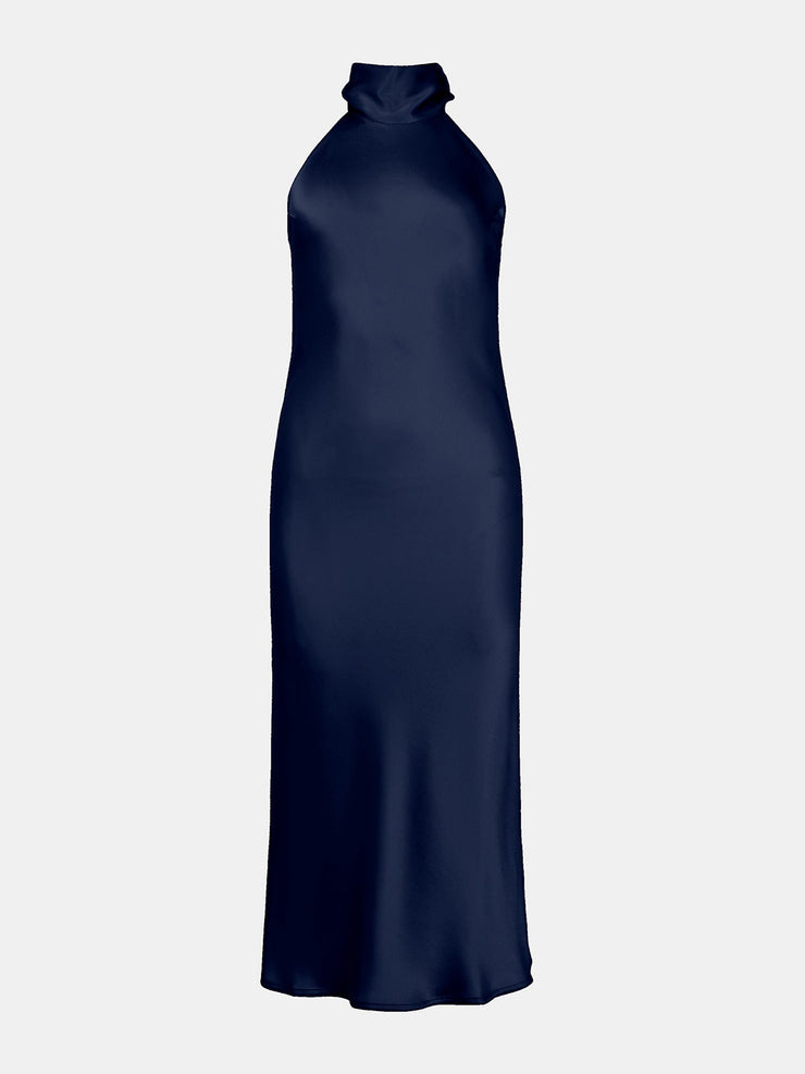 Midnight satin cropped Sienna dress