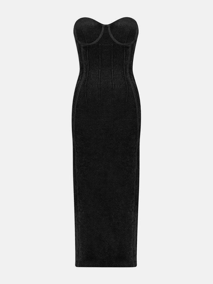 Black velvet Titania bustier dress