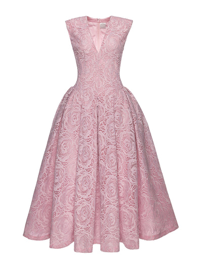 Huishan Zhang Lilac ice lace Claret dress at Collagerie