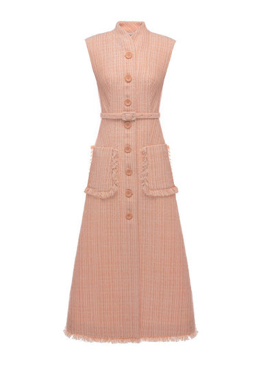 Huishan Zhang Rose pink tweed Felicity dress at Collagerie