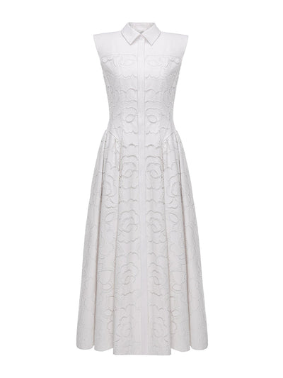 Huishan Zhang White embroidered cotton Alain dress at Collagerie