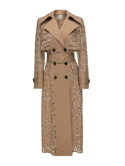 Huishan Zhang Sand embroidered cotton Arthur trench-coat at Collagerie