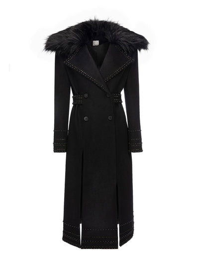 Huishan Zhang Black cashmere Adrian coat at Collagerie