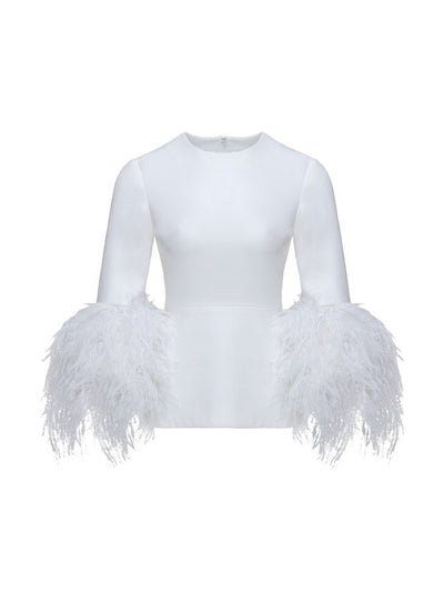 Huishan Zhang Lola pure white crepe top at Collagerie