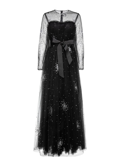 Huishan Zhang Black embellished tulle Rhodes gown at Collagerie