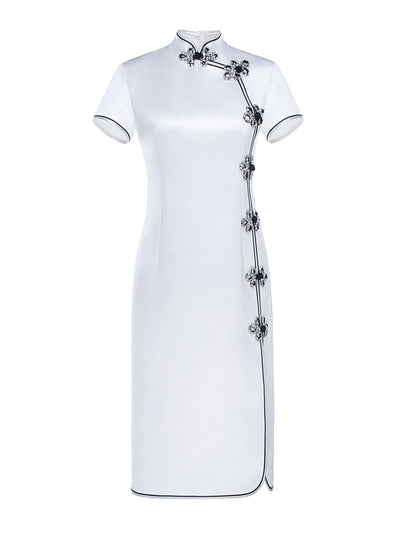 Huishan Zhang White satin Manon dress at Collagerie