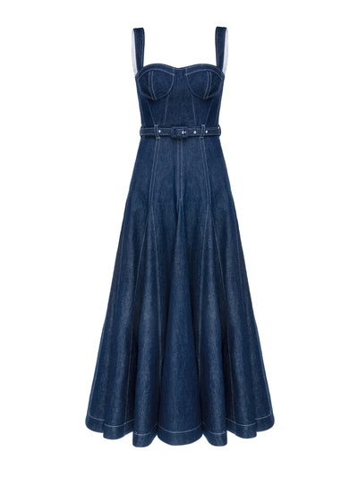 Huishan Zhang Indigo denim Keya dress at Collagerie