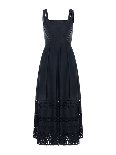 Huishan Zhang Black embellished faille Roseanna dress at Collagerie