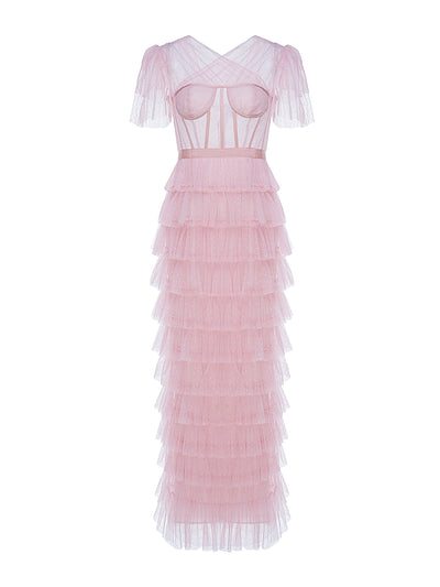 Huishan Zhang Pink tulle Giuliana dress at Collagerie