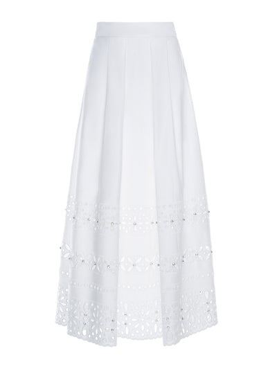 Huishan Zhang White embellished faille Avery skirt at Collagerie