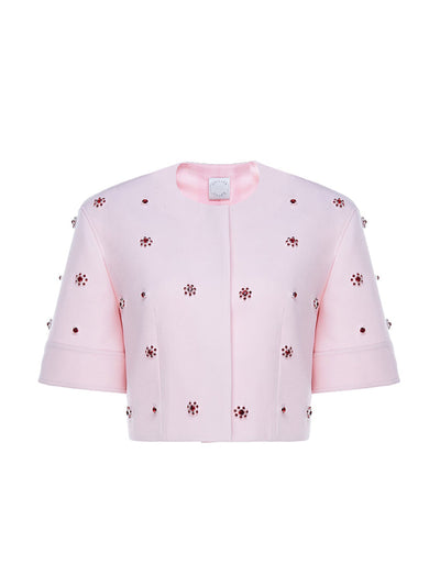 Huishan Zhang Pink embellished crepe River jacket at Collagerie