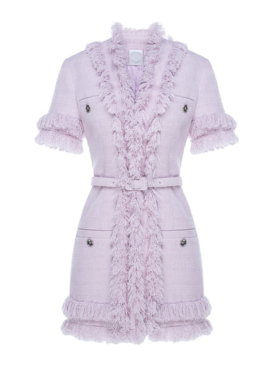 Huishan Zhang Lavender tweed Renya vest at Collagerie