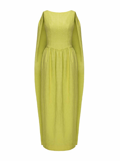 Huishan Zhang Clio wild lime jacquard gown at Collagerie