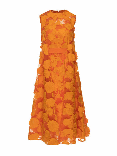 Huishan Zhang Ambre orange embellished tulle dress at Collagerie