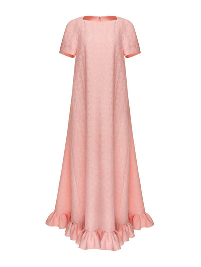 Huishan Zhang Nadia pink quartz jacquard dress at Collagerie