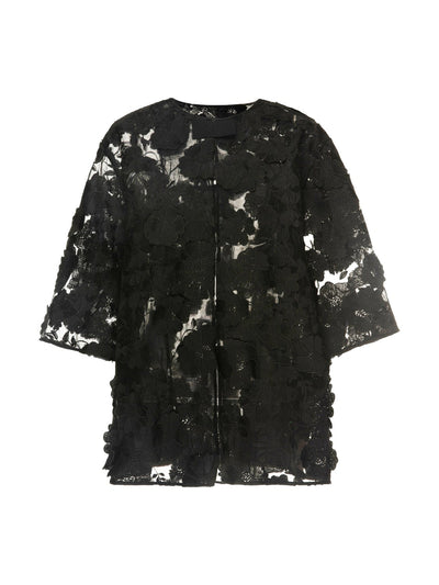 Huishan Zhang Mila black embellished tulle jacket at Collagerie