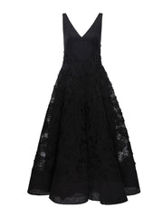 Black embroidered cotton Marianela dress