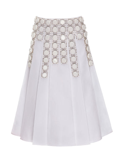 Huishan Zhang White embellished cotton Bernara skirt at Collagerie