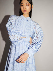 Sky blue embroidered cotton Lilli dress