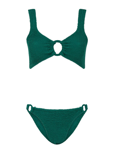 Hunza G Metallic forest green Hallie bikini at Collagerie