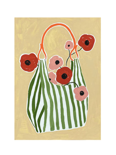 Rose England London Handbag Full Of Poppies painting at Collagerie